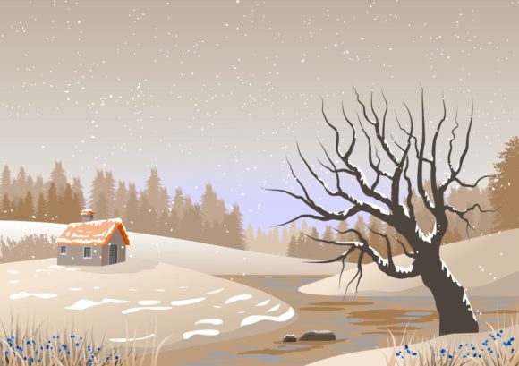2 Illustrated Christmas Postcard for Editorial Design