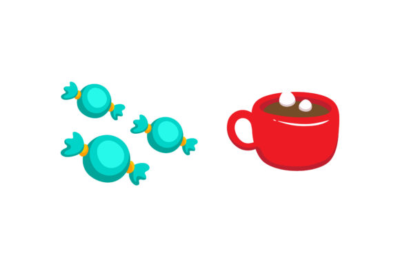Candy and Hot Chocolate Christmas Set Illustrations