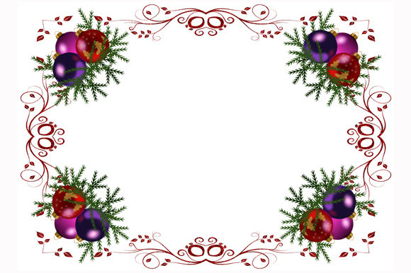 Christmas Ornament Balls Lights Frame