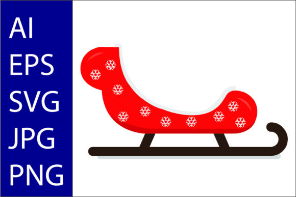 Christmas Sleigh Snowflakes Illustration