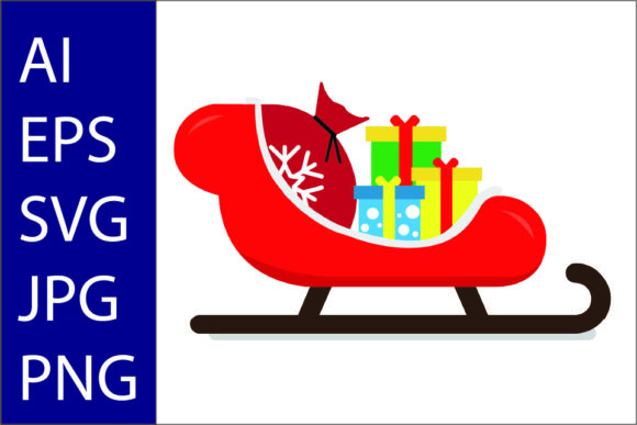 Christmas Sleigh with Gift Illustration
