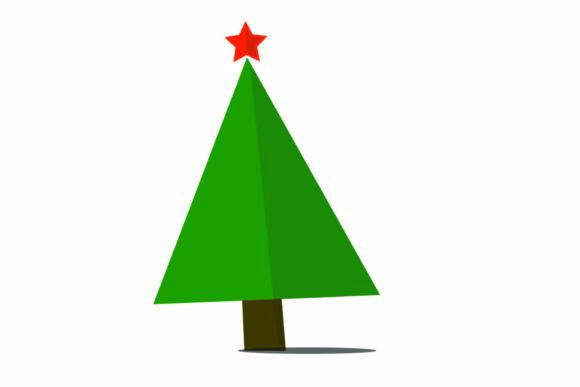 Christmas Tree Flat Illustration StarRed
