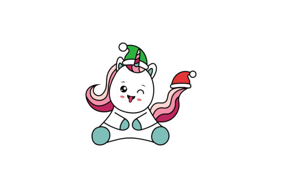 Christmas Unicorn Kawaii Illustration