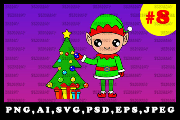 Cute Christmas Elf Sublimation Clipart 8