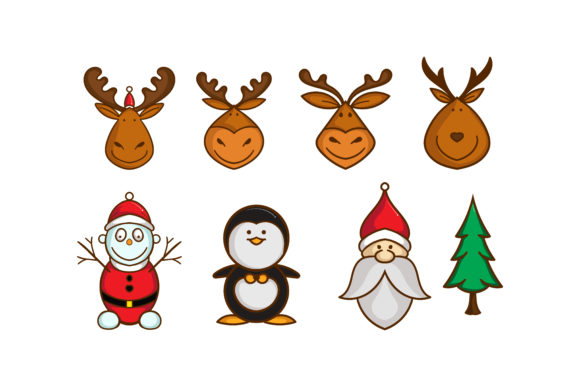 Deer and Snowman Christmas Illustrations
