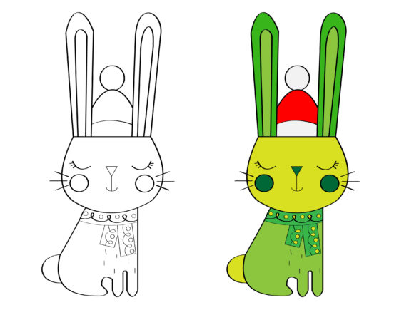 Funny Cat Picture with Christmas Hats Illustrations