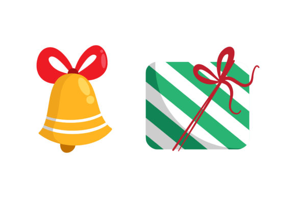 Gift and Bell Christmas Set Illustrations