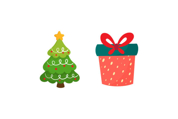 Gift and Tree Christmas Set Illustrations