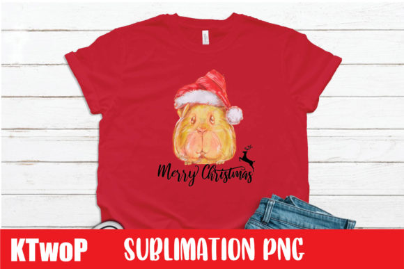 Merry Christmas Guinea Pig Sublimation Illustrations
