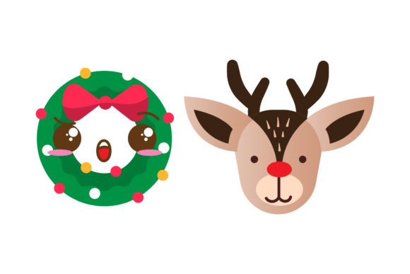 Mistletoe Reindeer Christmas Vector Illustrations