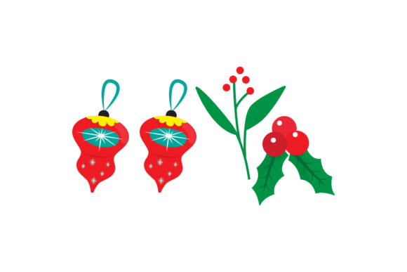 Ornament and Mistletoe Christmas Vector Illustrations