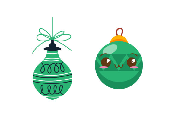 Ornaments Ball Cute Set Christmas Vector Illustrations