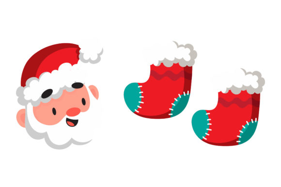 Santa and Stocking Christmas Set Illustrations