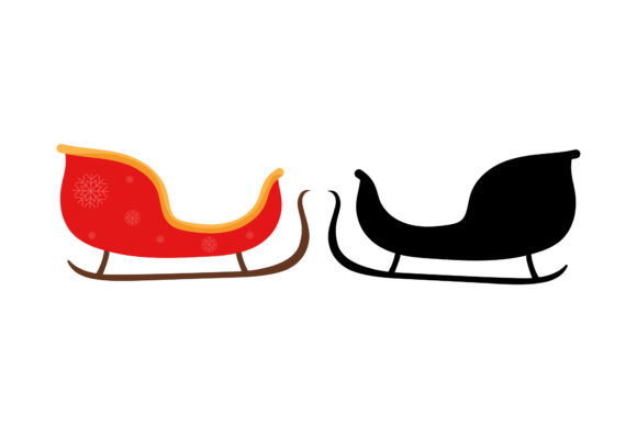 Santa’s Sled Set Christmas Vector Icon Illustrations
