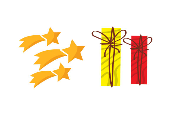 Shooting Star and Gift Christmas Vector