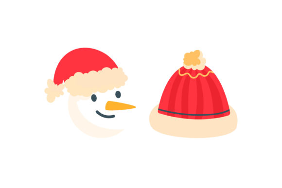 Snowman and Hat Christmas Vector Icon
