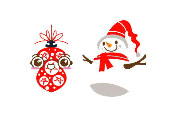 Snowman and Ornaments Christmas Vector