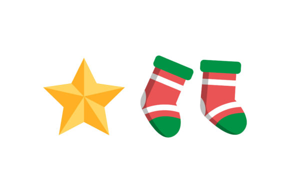 Star and Stocking Christmas Vector Illustrations