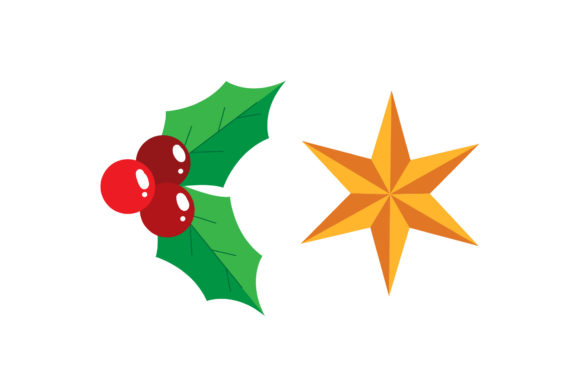 Star Mistletoe Set Christmas Vector