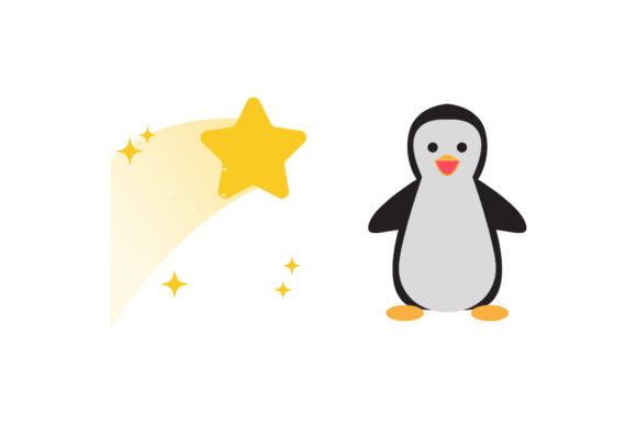 Star Penguin Set Christmas Vector