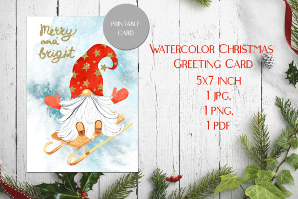 Watercolor Printable Christmas Card Illustrations
