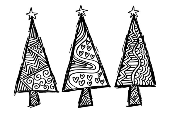 Zentangle Stylized Christmas Trees for Branding